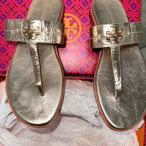 Tory Burch Gold Leather Sandals